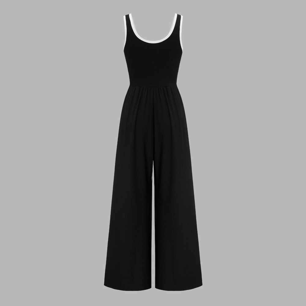 Black Jumpsuit with white trim NWT
